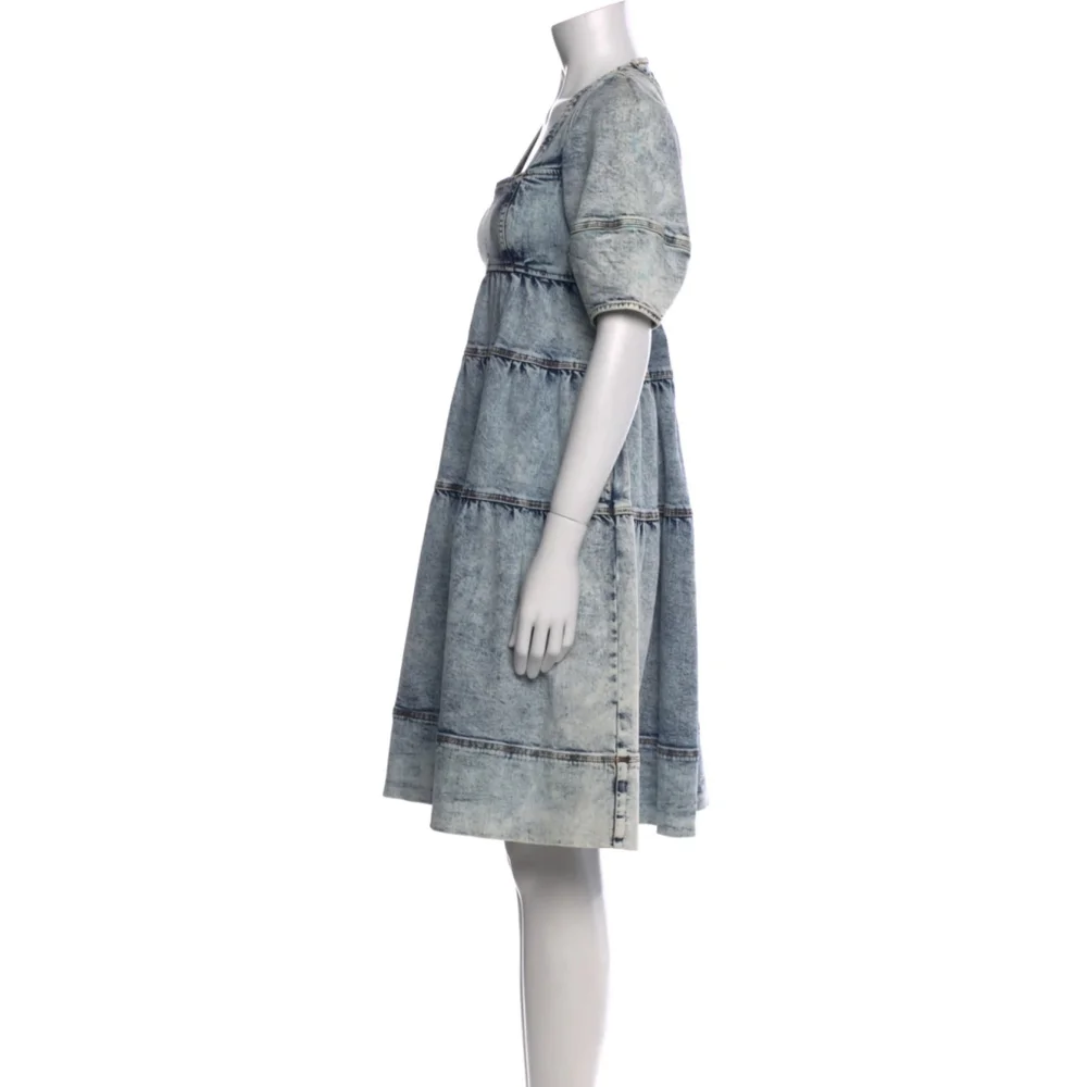 Ulla Johnson Denim Blue Jeans Dress Washed Out Acid Size 8 Square Neck $510 - Picture 4 of 13